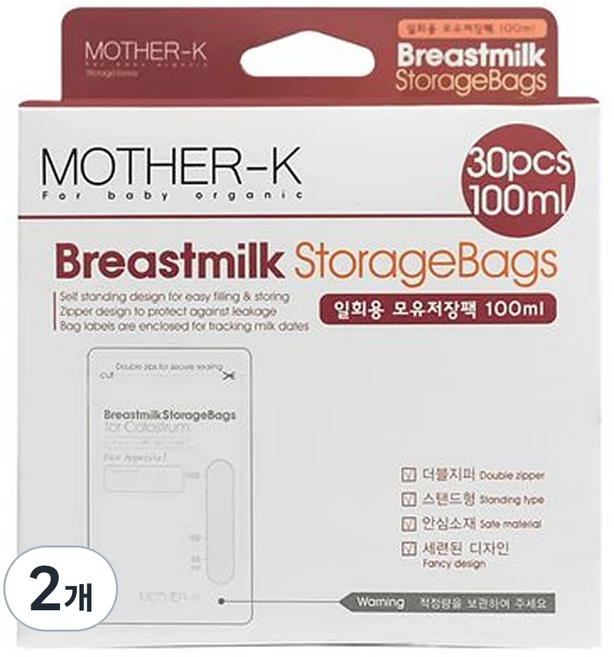 마더케이 일회용 모유저장팩 100ml, 30개입, 2개 - 쿠팡