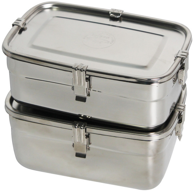 리빙글로리 스텐 찬통 밀폐용기 직사각 2종 세트, 1세트, 1.3L + 1.7L