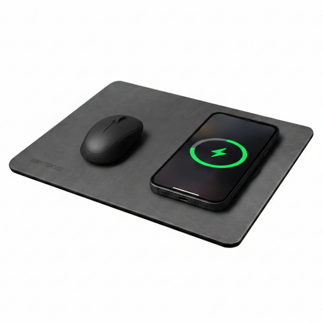 iBRIDGE 急速Qi2無線皮革鼠墊充電器 IBW022, 1個, 質感黑