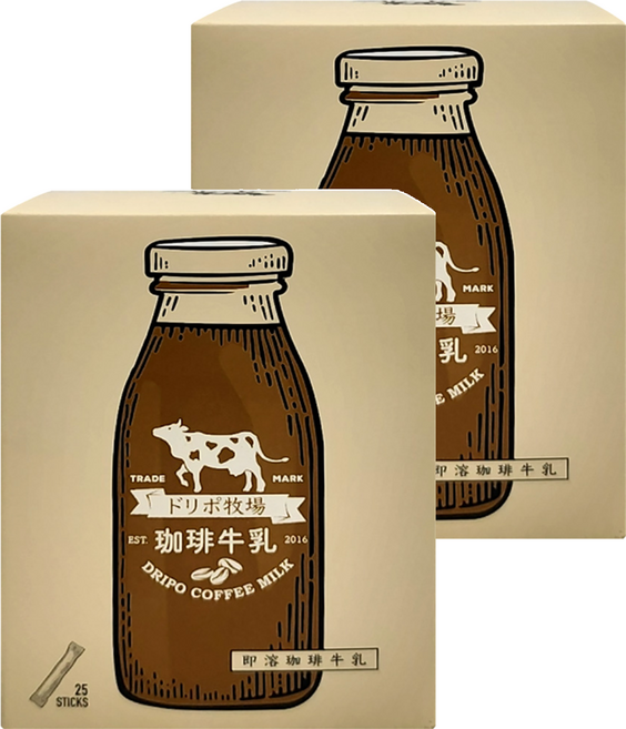 dripo 牧場即溶咖啡牛乳, 16g, 25條, 2盒