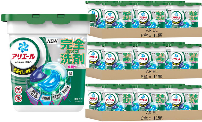 ARIEL 日本原裝進口 4D立體洗衣球, 11顆, 18盒