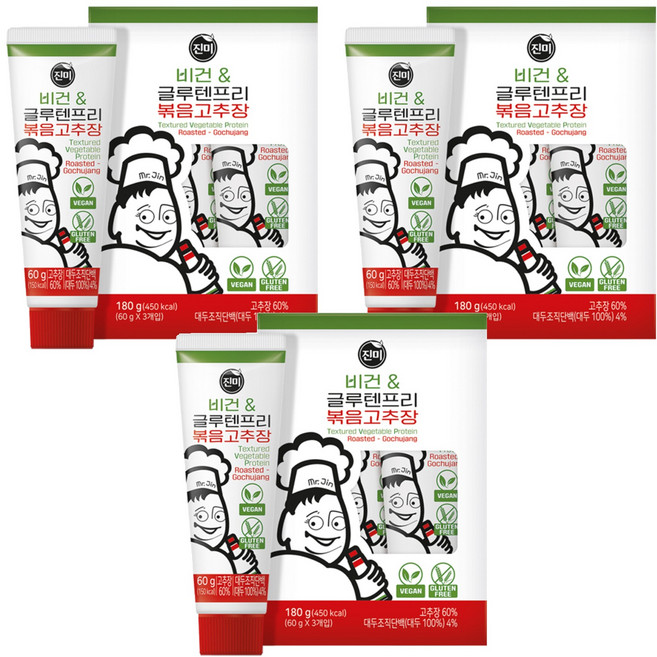 진미 비건 글루텐프리 볶음고추장 3p, 60g, 9개