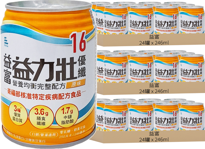 益富 優纖16營養均衡完整配方 原味, 72罐, 246ml
