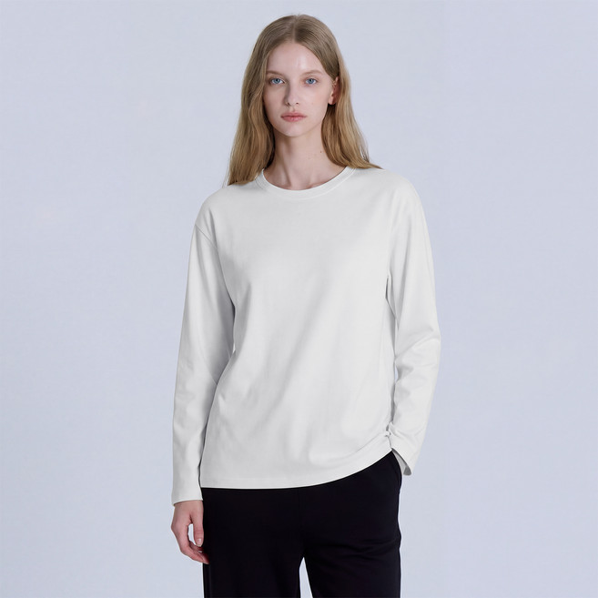 베이직하우스 여성용 40수 릴렉스핏 크루넥 긴팔티셔츠 LATS0207