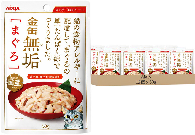 AiXiA 無垢軟包1號, 50g, 12個, 鮪魚 + 鮪魚胜肽