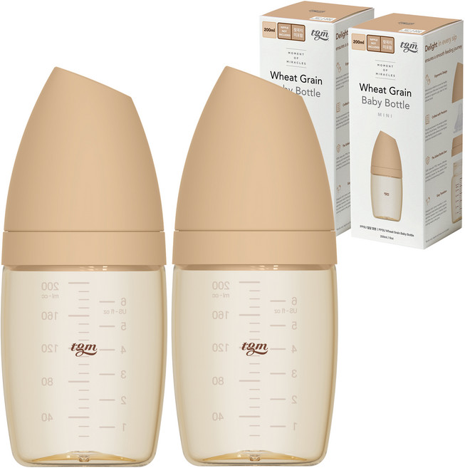 티지엠 PPSU 밀알 젖병, 탠브라운, 200ml, 2개