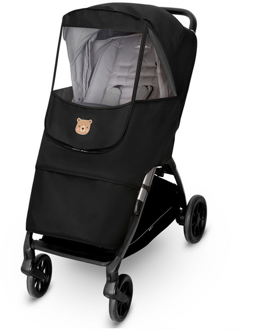 마니또 유모차 멜란지 와펜 방풍커버 + 보관주머니, 베어 블랙, 1개