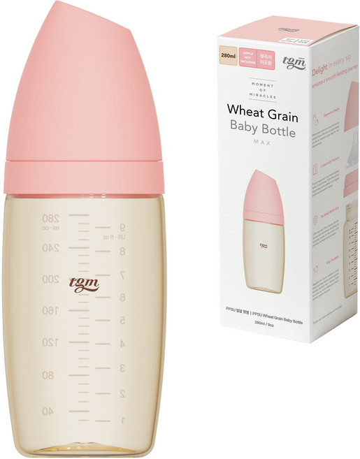 티지엠 유아용 PPSU 밀알 젖병, 블룸핑크, 280ml, 1개