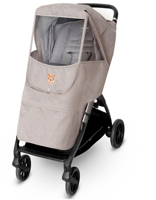 마니또 유모차 범용 멜란지 와펜 방풍커버 + 보관주머니, 베어 베이지, 1개