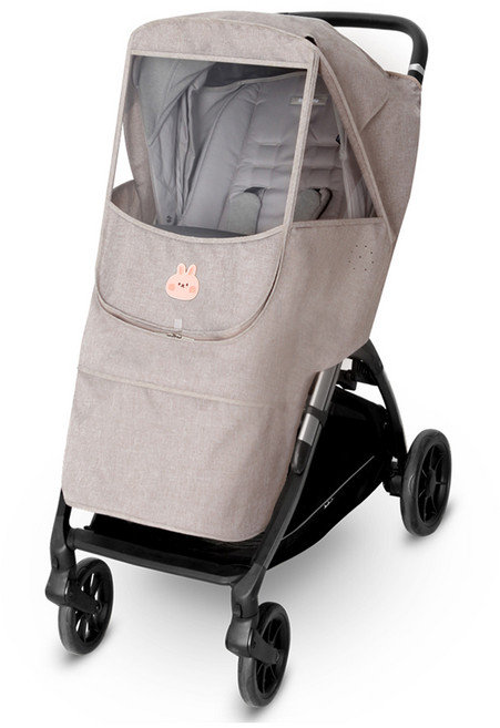 마니또 유모차 범용 멜란지 와펜 방풍커버 + 보관주머니, 바니 베이지, 1개