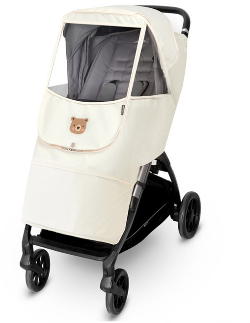 마니또 멜란지 와펜 유모차 방풍커버 + 보관주머니, 베어크림, 1개