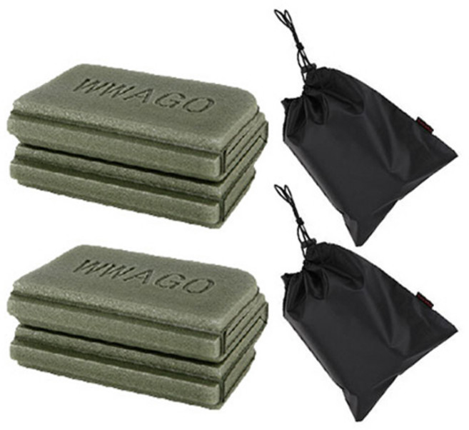리빙준 초경량 접이식 등산방석 2p + 파우치 2p 세트, 카키