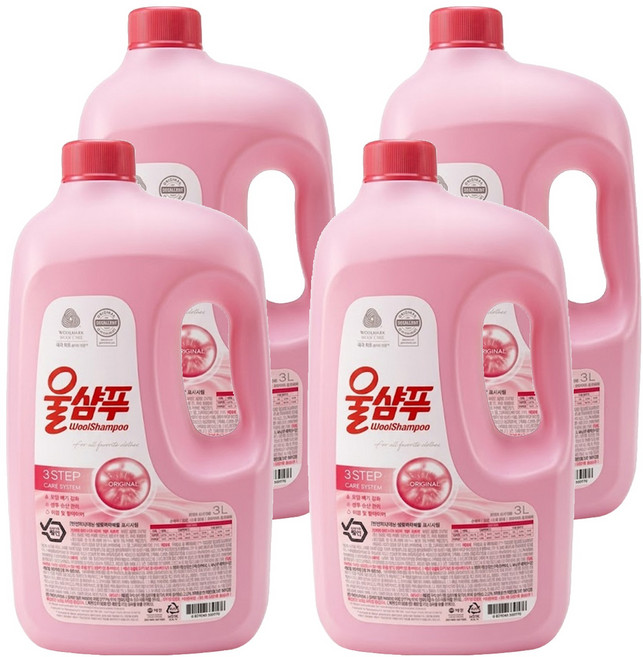Wool Shampoo 吾香服 中性洗衣精 經典原味, 3L, 1入, 4瓶