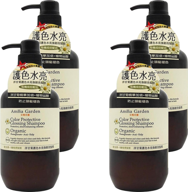 Amma Garden 艾瑪花園 洋甘菊 護色水亮強韌洗髮精, 750ml, 4瓶