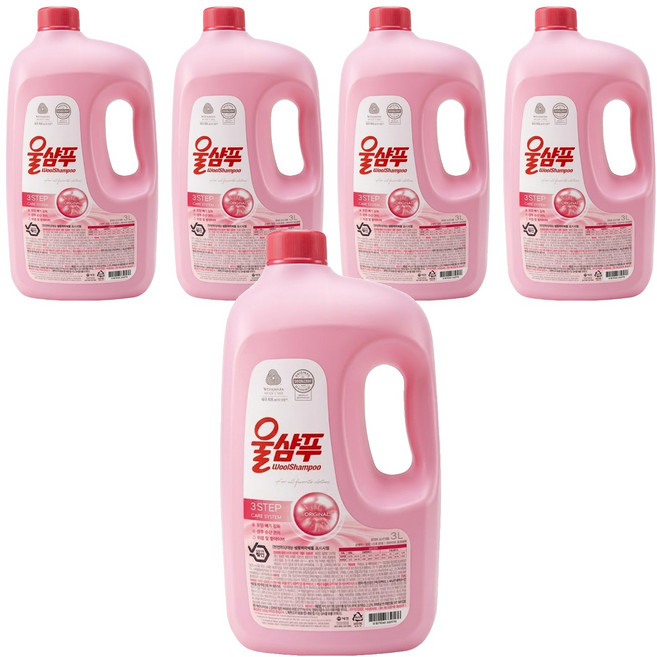 Wool Shampoo 吾香服 中性洗衣精 經典原味, 3L, 1入, 5瓶