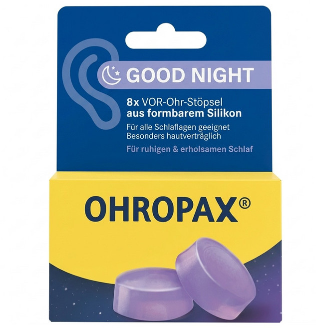 OHROPAX 安耳悠 GOOD NIGHT 矽膠耳塞 紫色, 1盒, 8枚