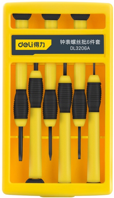 델리 툴즈 정밀 드라이버 6종 세트 블랙 옐로우 DL3206A, 1세트