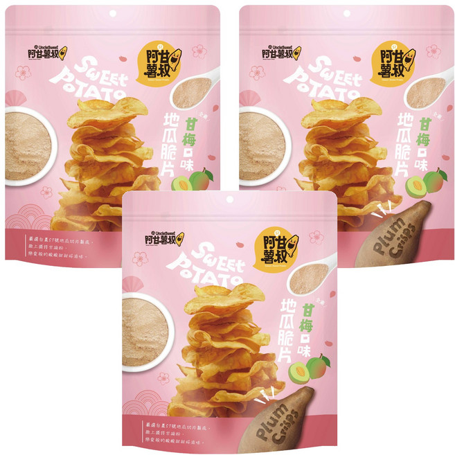 Uncle Sweet 阿甘薯叔 地瓜脆片 全素 甘梅口味, 150g, 3包