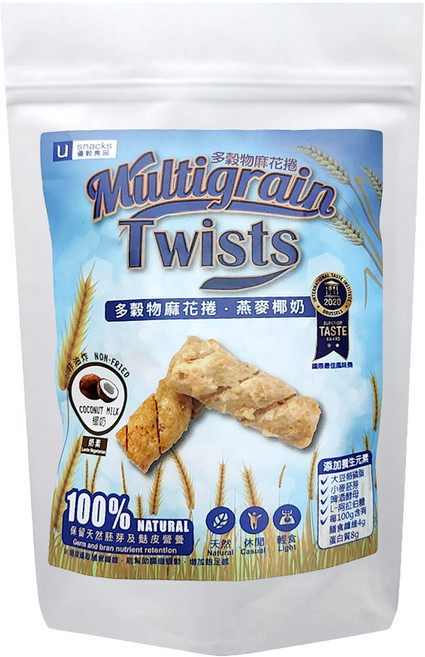 優穀美身 多穀物麻花捲 燕麥椰奶, 120g, 1包