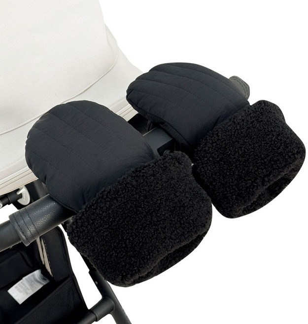 마이리틀데이지 유모차 웨건 방한 장갑 양손 세트, 블랙, 1세트