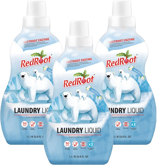 레드루트 유아 세탁세제 머스크플로랄, 1L, 3개