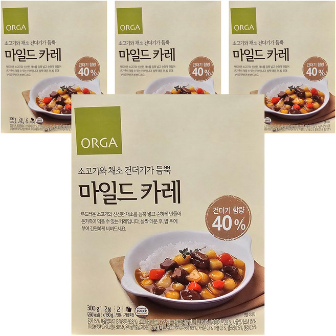 올가홀푸드 즉석 마일드 카레, 300g, 4개