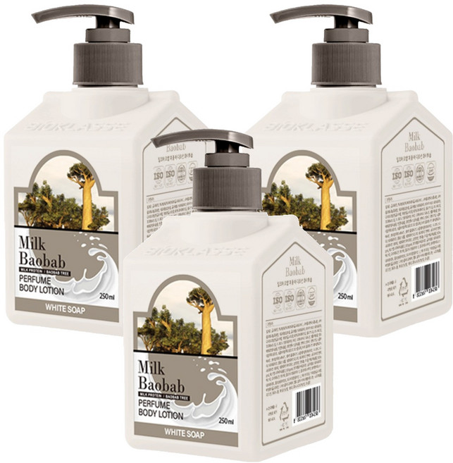 밀크바오밥 퍼퓸 바디로션 화이트솝, 250ml, 3개