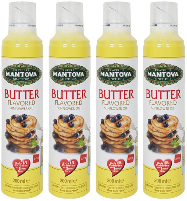만토바 해바라기 오일 스프레이 버터향, 200ml, 4개