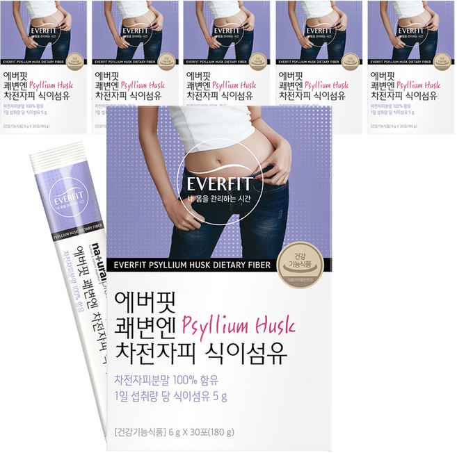 에버핏 쾌변엔 차전자피 식이섬유, 180g, 6개
