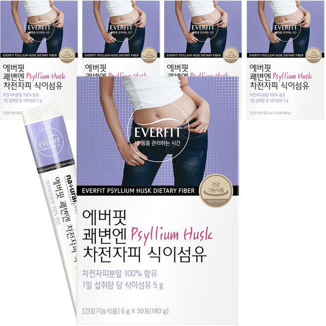 에버핏 쾌변엔 차전자피 식이섬유, 180g, 5개