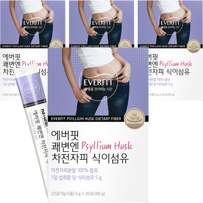 에버핏 쾌변엔 차전자피 식이섬유, 180g, 4개