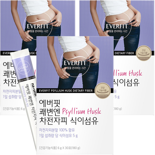 에버핏 쾌변엔 차전자피 식이섬유, 180g, 3개
