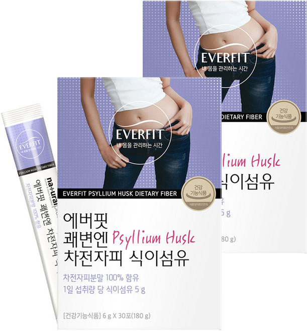 에버핏 쾌변엔 차전자피 식이섬유, 180g, 2개