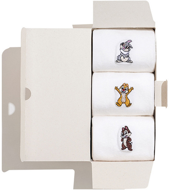 삭피엔스 여성용 디즈니 캐릭터 프리미엄 자수 양말 3종 선물세트