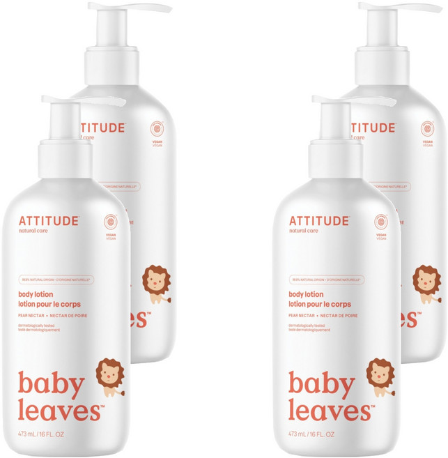 ATTITUDE 艾特優 嬰幼兒身體乳 梨花蜜, 473ml, 4瓶