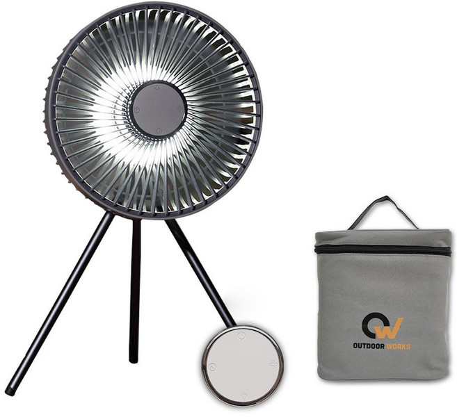 아웃도어웍스 무선 야외용 서큘레이터 선풍기 + 전용파우치, V1100(그레이)