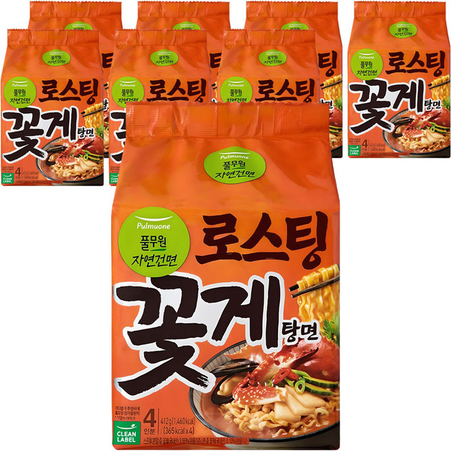 풀무원 로스팅 꽃게탕면 103g, 32개