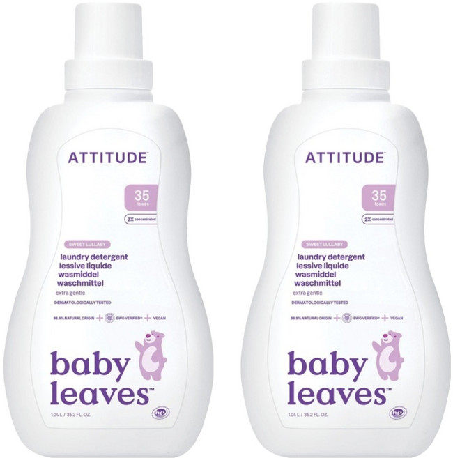 ATTITUDE 艾特優 嬰幼兒洗衣精 甜蜜搖籃曲, 1.05L, 2瓶