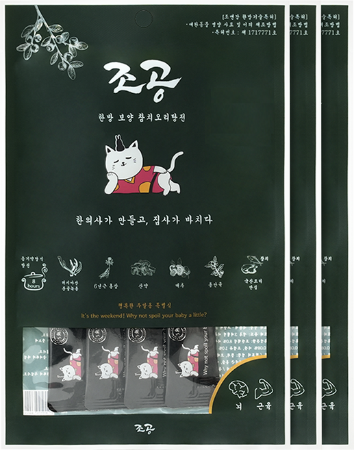 조공 고양이 파우치 간식 오리 4p, 한방보양참치오리탕전, 60g, 3개