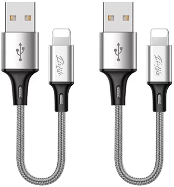 이츠라이프 메탈 8핀 숏 고속 데이터 케이블, 그레이, 2개