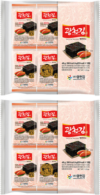 광천김 명란맛 김, 4g, 24개
