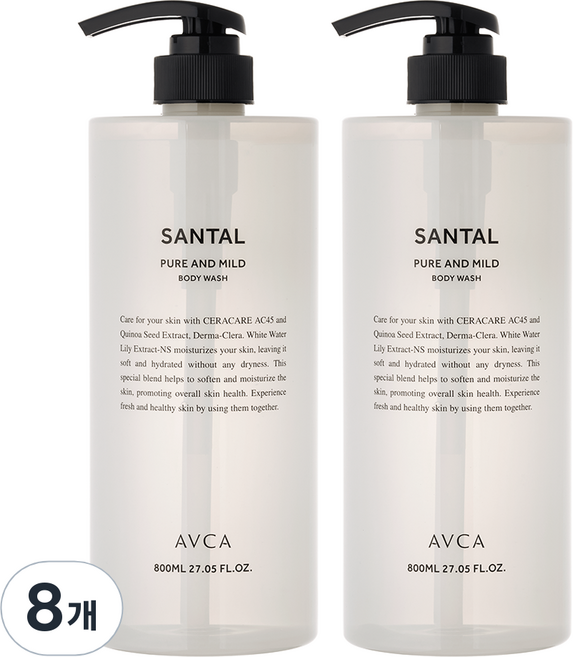 아브카 퓨어 앤 마일드 바디워시 상탈, 800ml, 8개