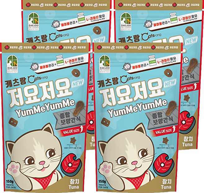 캐츠랑 고양이 저요저요 보양간식, 참치, 150g, 4개