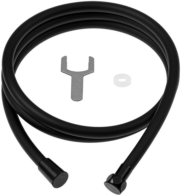 코멧 홈 물때방지 꼬이지 않는 말랑이 샤워기 호스, 블랙, 2m