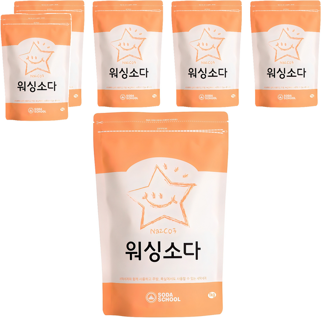 소다스쿨 워싱소다 세탁세제, 1kg, 6개