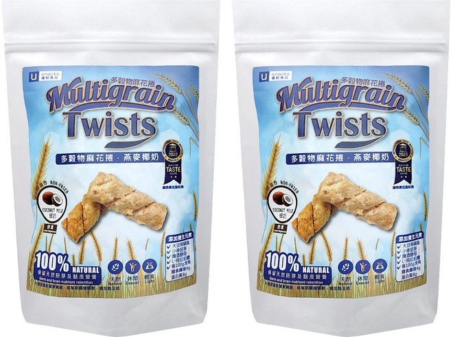 優穀美身 多穀物麻花捲 燕麥椰奶, 120g, 2包