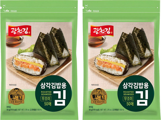 광천김 무조미 삼각김밥용김 50매, 50g, 2개