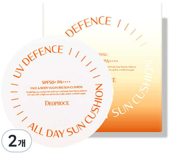 [비건뷰티] 디오프러스 유브이 디펜스 올 데이 선쿠션 SPF50+ PA++++, 25g, 2개