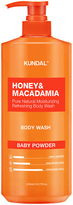 쿤달 퓨어 바디워시 바디클렌저 베이비파우더향, 1.058L, 1개