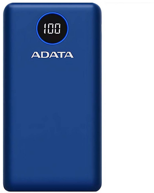 ADATA 威剛 快充行動電源 20000mAh USB-A + Type-C, P20000QCD, 藍色, 1個
